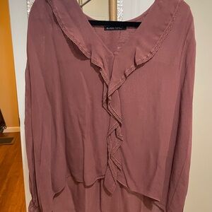 Black Tape_ Women's Dusty Rose Ruffle Blouse